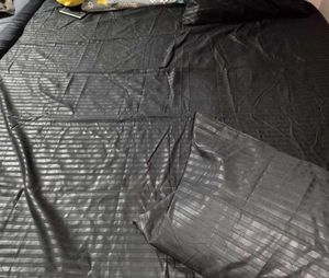 cotton luxurious grey Striped Bedsheet Set