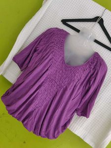 BIBA Purple Smocked Detail Top