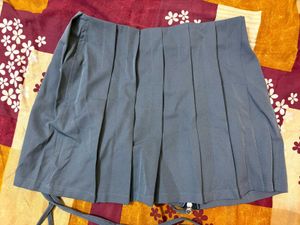 Drawstring Knot Pleated Miniskirt