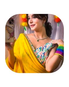 Yellow Saree with Colorful Accents