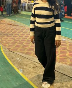 Korean Blue &amp; Beige Woollen Sweater