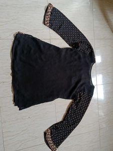 black short kurta with embroidery design