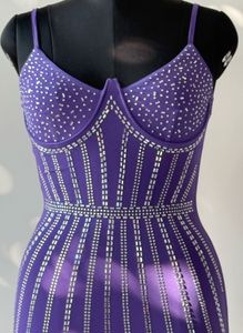 Purple Rhinestone Mini Dress