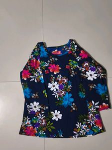 Navy Blue Floral Top