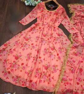 Floral Anarkali Suit with Dupatta🧡