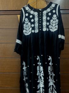 Elegant Embroidered Black Kurta