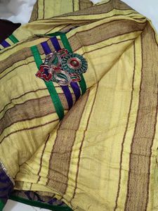 Striped Saree with Embroidered Detail