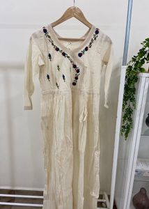 Elegant Embroidered khadi Kurta Off white