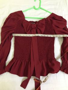 Cute Maroon Top With Ribbon Bust 32-34