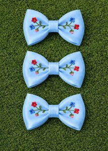 Floral Embroidered Bow Hair Clips(pack of 3)