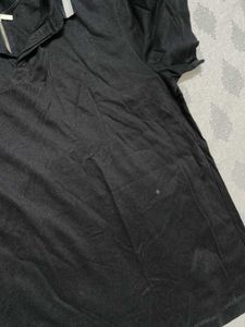 Calvin Klein Men Black Cotton Collar Zip Tshirt
