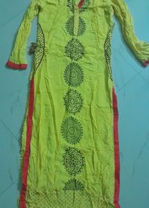 Yellow Large Size Printed Kurthi