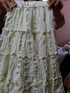 Embroidered Floral Blouse With Skirt