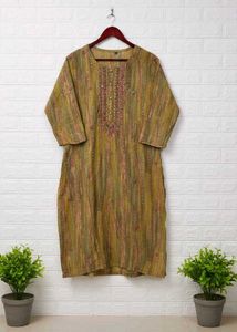 Embroidered Olive Green Kurta