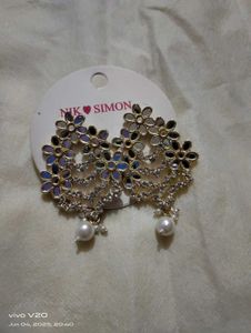 Floral Drop Earrings with Pearl Accents