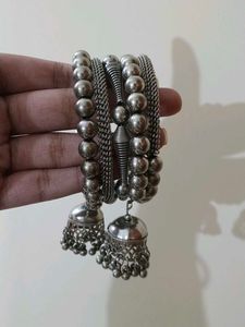 Silver Tone Jhumka Bangles