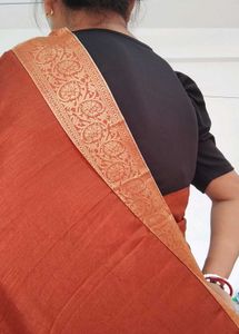 Rust Colour Saree with Gold Border