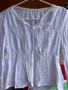 White Lace Trim Top