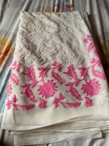 White Georgette Saree