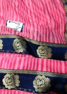 Elegant Pink Striped Saree