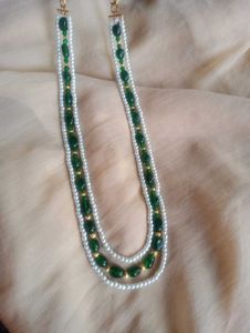 Emerald & Pearl Beaded Necklace