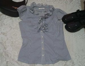 Striped Ruffle Y2K Blouse