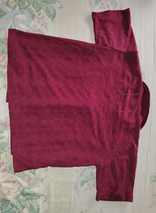 Burgundy Eyelet Tie-Front Top