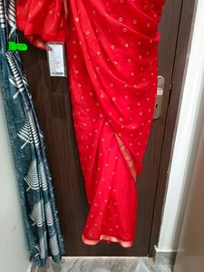 Red Stone Work Saree