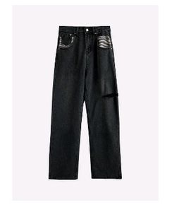 Patchwork Straight Leg Jeans
