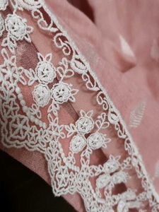 Pink Embroidered Cotton Lace Collar Kurta Pant
