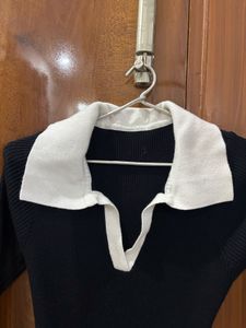 Black &amp; White Polo Top