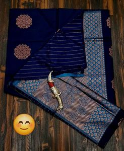 Elegant Navy Blue Banarasi Silk Saree