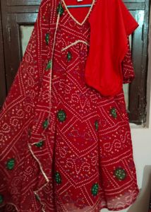Pink Bandhani Kurti Set