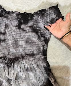 Grey And Black Short Dress