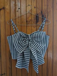 Gingham Bow Crop Top