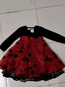 Festive Black &amp; Red Flower Dress (2yrs)