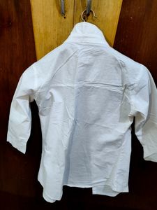White 3/4 Sleeve Button-Down
