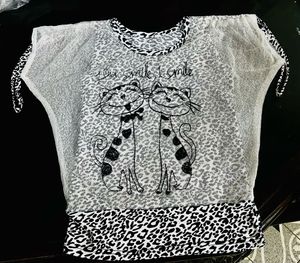 Cute Cat Print  Top