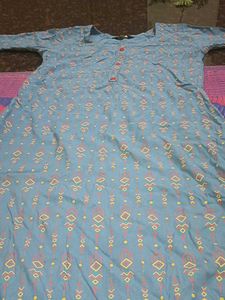 Blue Geometric Print Kurti