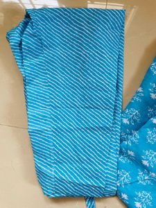 Blue Printed Kurti Set