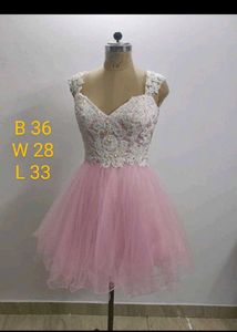 Pink Lace Tulle Party Dress