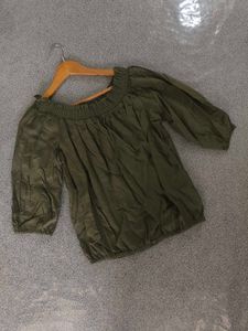 Olive Green Off-Shoulder Top