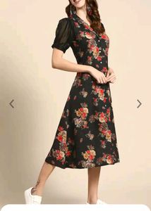 Floral Button-Front Midi Dress