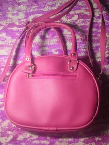 Pink Embossed Dome Handbag