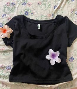 Black Ribbed Crop Top