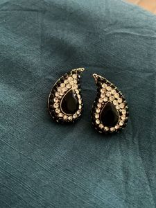 Paisley Rhinestone Clip-On Earrings