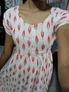 White Ikat Print Frock