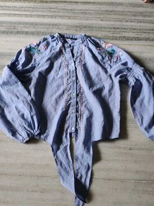 Embroidered Blue Top