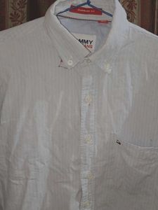 Tommy Jeans Light Blue Striped Button-Down Shirt