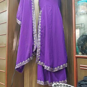 Purple Embroidered Kurta Set